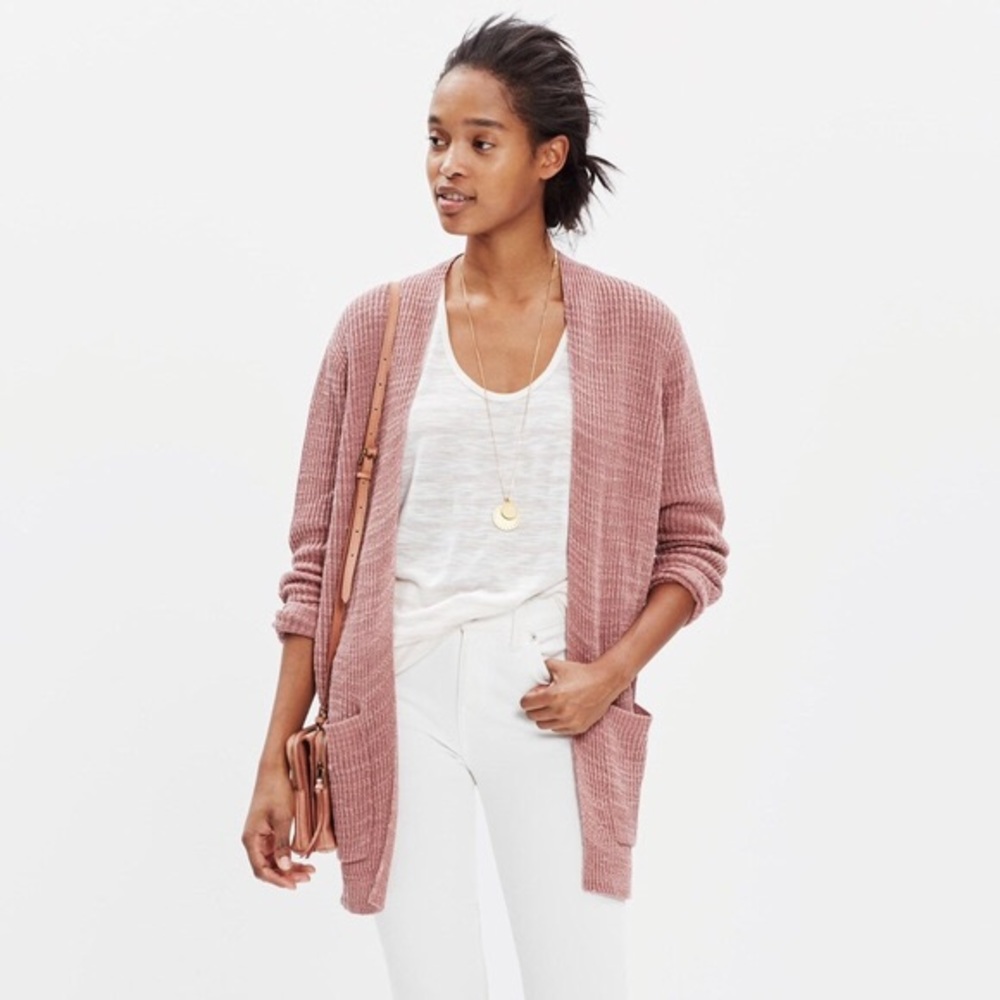 Madewell postscript cardigan sweater dusty pink